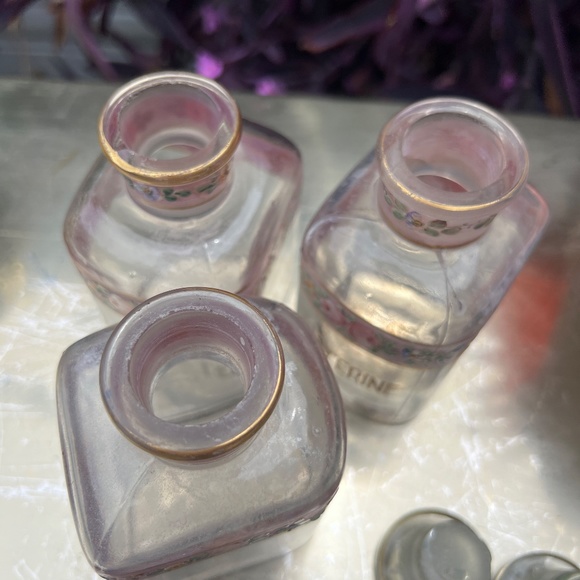 VTG Ammonia, Listerine, and Toilet Water Floral Vanity Bottles - Picture 10 of 12